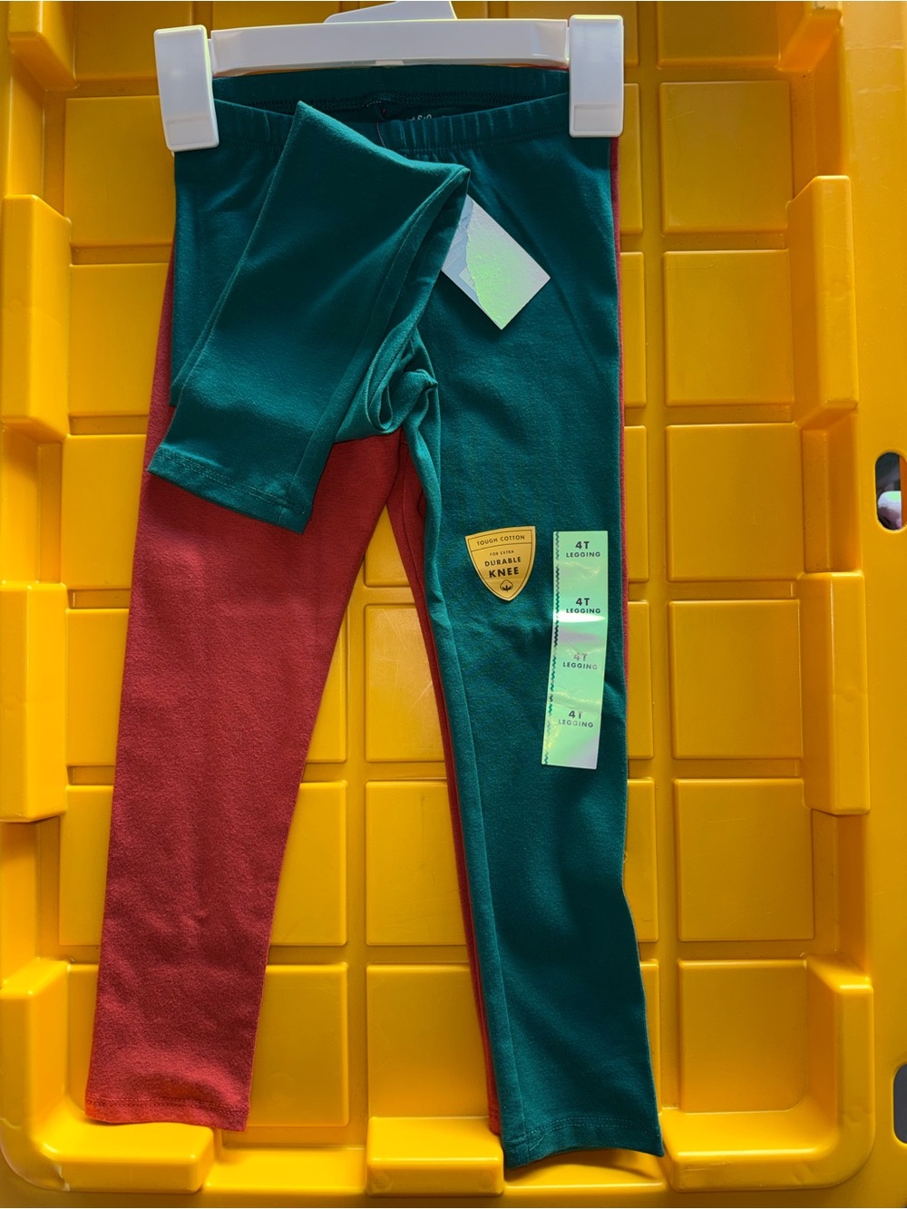 Cat & Jack Teal and Brick Red Colorblock Leggings
